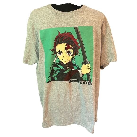 Demon‎ Slayer Mens T Shirt Gray Size Large Anime - Picture 1 of 6